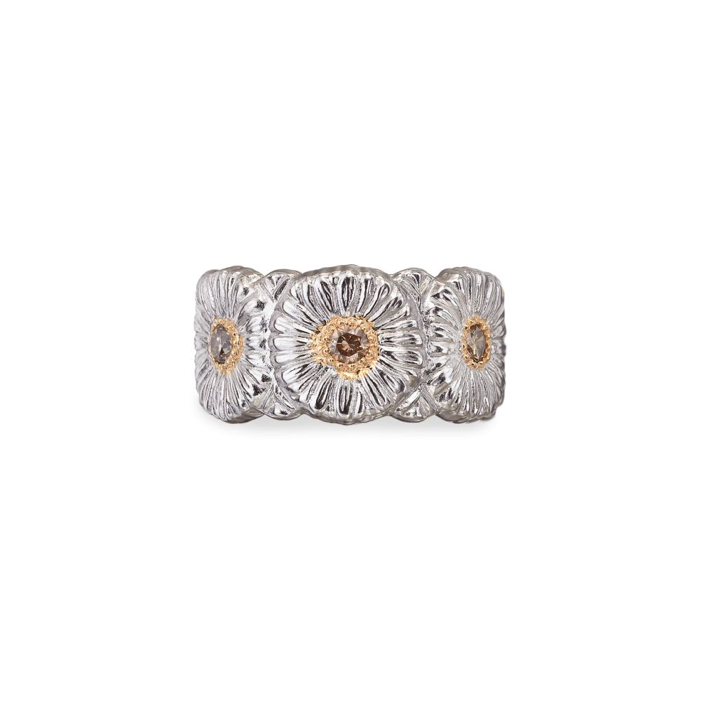 18K 하이엔드 미러급 부첼라티 블라썸 팬시 브라운 버메일 이터넬레 데이지 링 023603