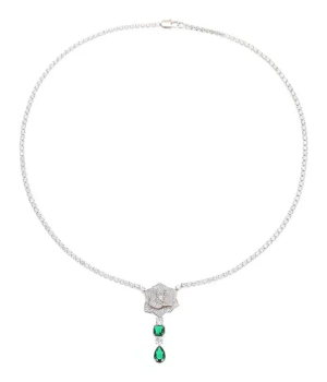 18K 하이엔드 미러급 피아제 로즈 에메랄드 펜던트 목걸이