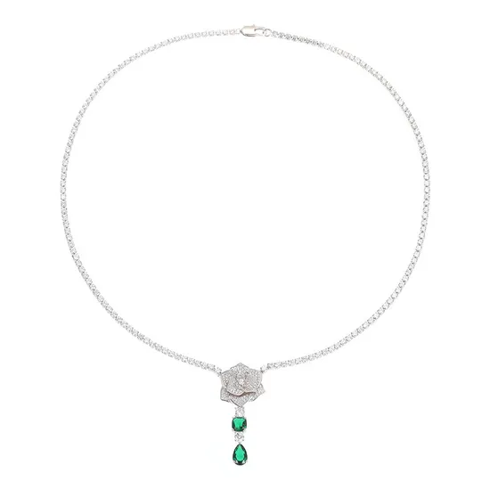 18K 하이엔드 미러급 피아제 로즈 에메랄드 펜던트 목걸이