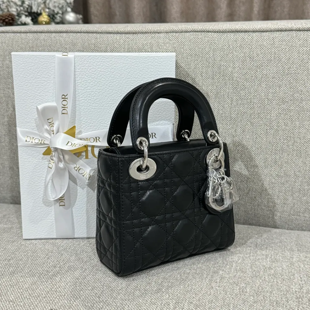 디올 레이디 디올 미니 백 블랙 은장