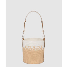프라다 웹스트랩 라피아 우븐 버킷 숄더백 1BE063
