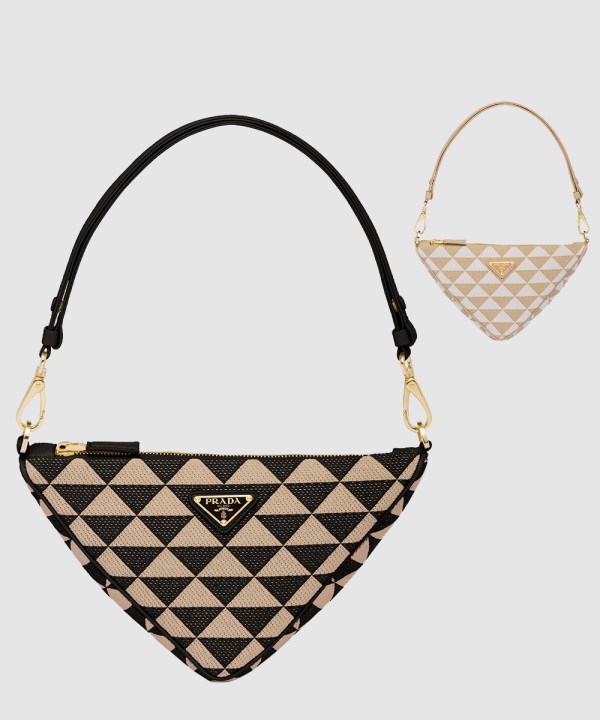 프라다 심볼 트라이앵글 자수 패브릭 미니 백 1BC543