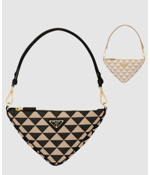 프라다 심볼 트라이앵글 자수 패브릭 미니 백 1BC543