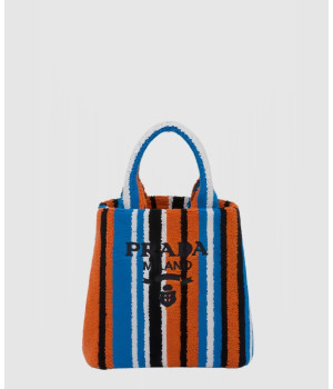 프라다 스트라이프 테리 핸드 토트백 1BA343