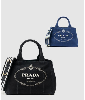 프라다 카나파 로고 코튼 캔버스 토트백 1BG439