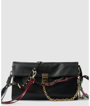 프라다 참이 달린 라지 소프트 사운드 가죽 숄더백 1BD378