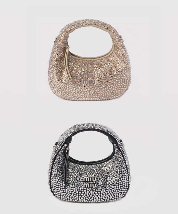 미우미우 완더 새틴 크리스탈 미니 호보백 5BP078