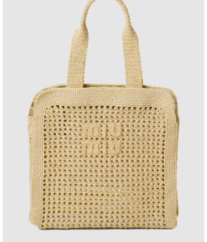 미우미우 로고 라피아 토트백 5BG230