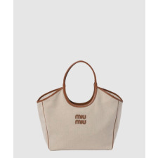미우미우 아이비 캔버스 레더 토트백 5BG281