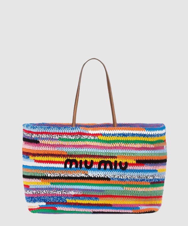 미우미우 라피아 코튼 토트백 5BG228