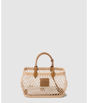 미우미우 우븐 패브릭 토트백 5BA285