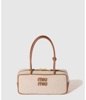미우미우 캔버스 보 레더 토트백 5BB173