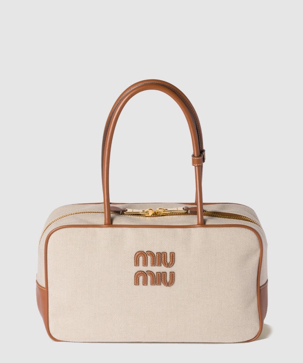 미우미우 캔버스 레더 보 백 5BB163