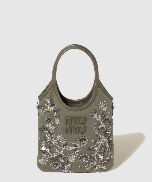 미우미우 아이비 자수 가바딘 토트백 5BA281