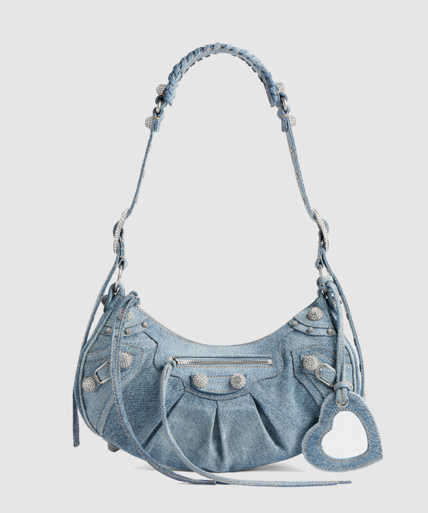 발렌시아가 르카골 데님 라인스톤 스몰 숄더백 671307