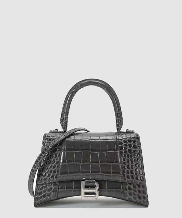 발렌시아가 아워글래스 스몰 크로커다일 엠보싱 핸드백 593546