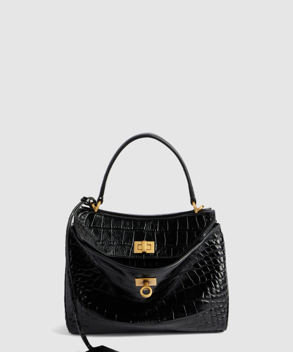 발렌시아가 로데오 미니 크로커다일 엠보싱 핸드백 795456
