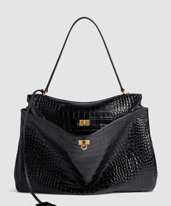 발렌시아가 로데오 라지 크로커다일 엠보싱 핸드백 789744