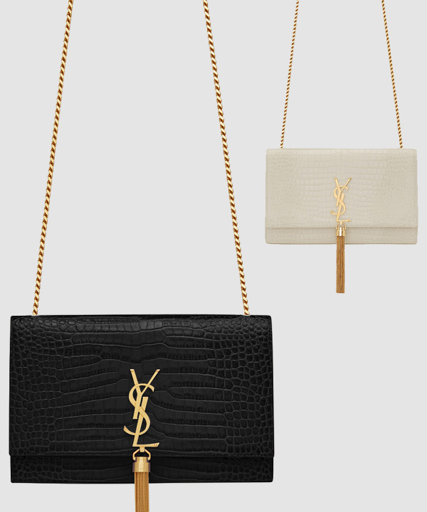 생로랑 미디움 크로커 태슬 케이트 숄더백 354119