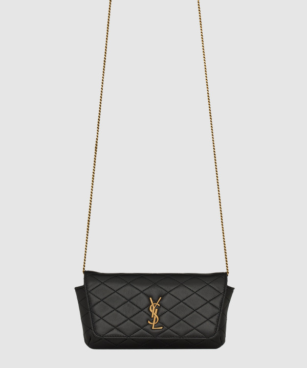 생로랑 퀄팅 레더 가비 폰 홀더백 742579