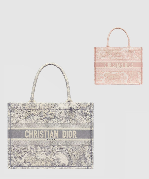 디올 북 토트백 미디움 트왈 드 주이 M1296