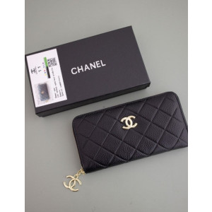(국내배송) 샤넬 블랙 소프트 캐비어 금장 지피 월릿