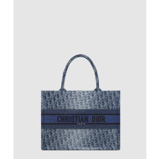 디올 북 토트백 미디움 블루 오블리크 M1296