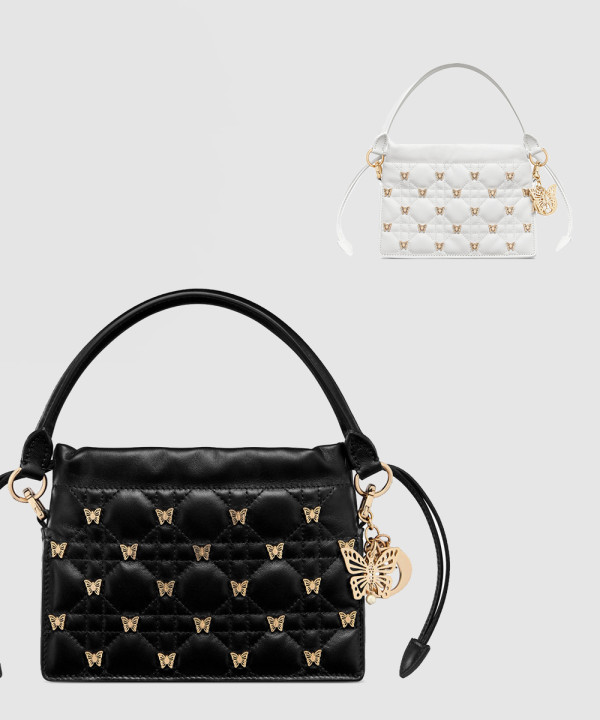 디올 레이디 탑 핸들 백 드로우스트링 S0981