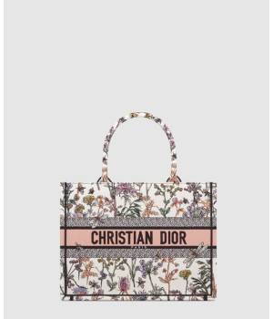 디올 미디움 북 토트백 허바륨 자수 화이트 멀티컬러 M1296