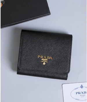 (국내배송) 프라다 사피아노 메탈 로고 플랩 반지갑