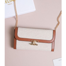 (국내배송) 셀린느 트리옹프 텍스타일 체인 플랩 장지갑