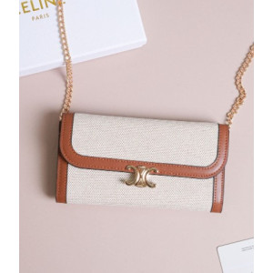 (국내배송) 셀린느 트리옹프 텍스타일 체인 플랩 장지갑