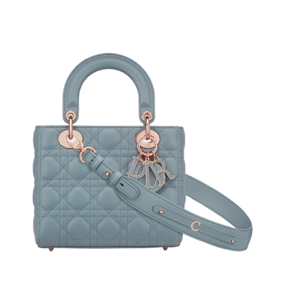 디올 레이디 디올 ABC 스몰 백 컬러 팬던트 (블루/까나쥬/램스킨)