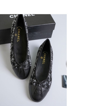 (국내배송) 샤넬 트위드 발레리나 플랫 슈즈