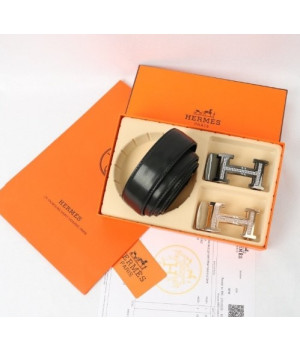 (국내배송) 에르메스 투버클 컷팅 큐빅로고 블랙 벨트