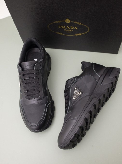 (국내배송) 프라다 가죽 리나일론 하이탑 스니커즈