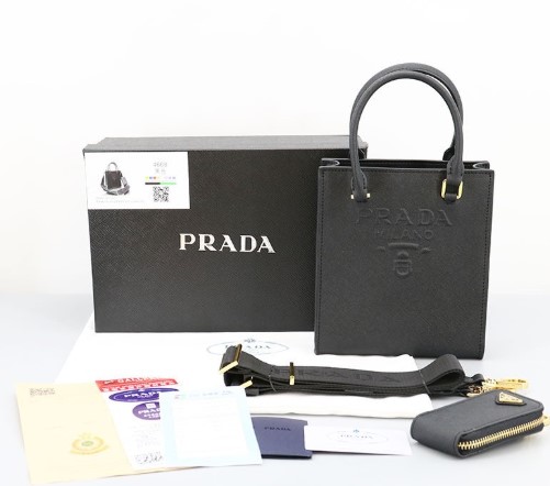 (국내배송) 프라다 4668 각인로고 레더 토트 & 크로스백