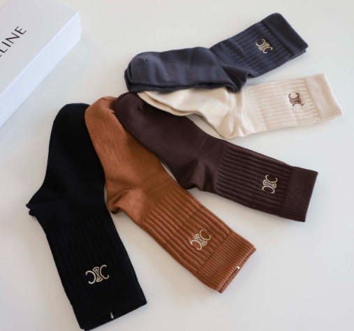 (국내배송) 셀린느 트리오페 로고 골지 양말세트