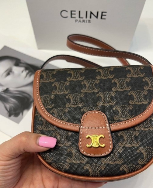 (국내배송) 셀린느 미니 베사체-트리옹프 캔버스&카프스킨 탠