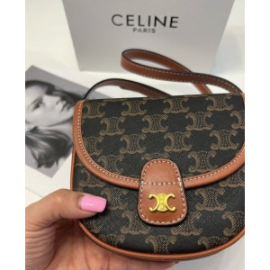 (국내배송) 셀린느 미니 베사체-트리옹프 캔버스&카프스킨 탠