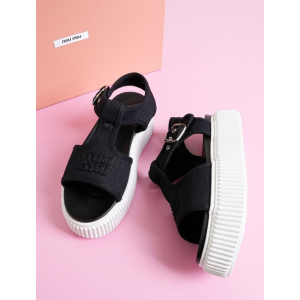 (국내배송) 미우미우 데님 플랫폼 샌들 블랙