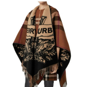 (국내배송) 버버리 리버서블 EKD 체크 울 케이프