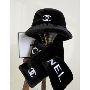 (국내배송) 샤넬 CC 시어링 버킷햇 & 레터링 시어링 머플러 2PCS 셋