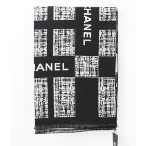 (국내배송) 샤넬 로고 실크 캐시미어 양면 머플러
