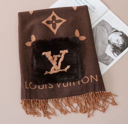 (국내배송) 루이비통 빅 모노패턴 밍크포켓 로고 머플러