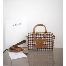 (국내배송) 셀린느 SMALL BOSTON in TARTAN TEXTILE AND CALFSKIN