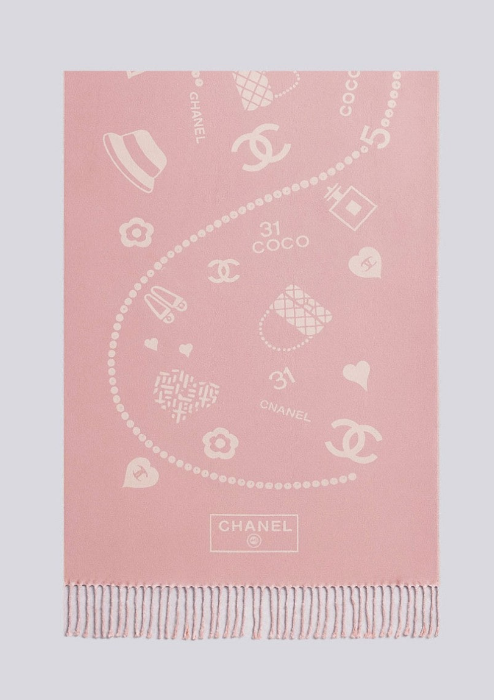 (국내배송) 샤넬 COCO 아트워크 울 자카드 태슬 숄 머플러