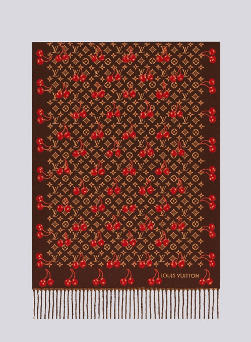 (국내배송) 루이비통 모노그램 체리 울 자카드 태슬 숄 머플러