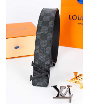 (국내배송) 루이비통 LV 이니셜 다미에 레더 벨트 블랙