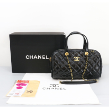 (국내배송) 샤넬 라지 볼링백 카프스킨 골드 메탈 블랙